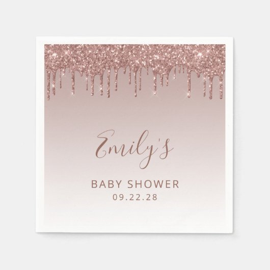 Serviette En Papier Rose Parties scintillant or   fille Baby shower (Devant)