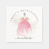 Serviette En Papier Rose Parties scintillant or fille Gown Quinceañera (Devant)