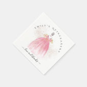 Serviette En Papier Rose Parties scintillant or fille Gown Quinceañera (Coin)