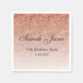 Serviette En Papier Rose Parties scintillant or Glam Personnalisé (Devant)