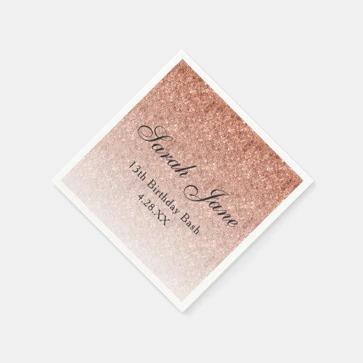 Serviette En Papier Rose Parties scintillant or Glam Personnalisé (Coin)