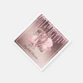 Serviette En Papier Rose Parties scintillant or perches 50e anniversai (Coin)