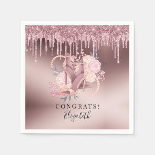 Serviette En Papier Rose Parties scintillant or  retraite surprise