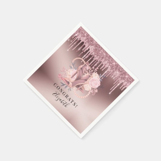 Serviette En Papier Rose Parties scintillant or  retraite surprise (Coin)