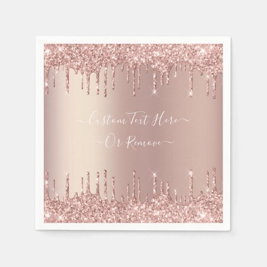 Serviette En Papier Rose Parties scintillant or serviettes personnalis (Devant)