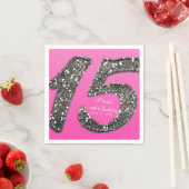 Serviette En Papier Rose & Parties scintillant Quinze 15 Anniversaire  (En situation)
