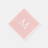 Serviette En Papier Rose pastel élégant monogramme initial (Coin)