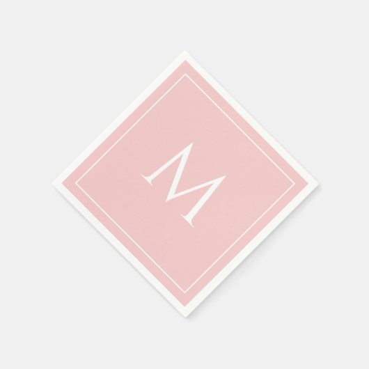 Serviette En Papier Rose pastel élégant monogramme initial (Coin)