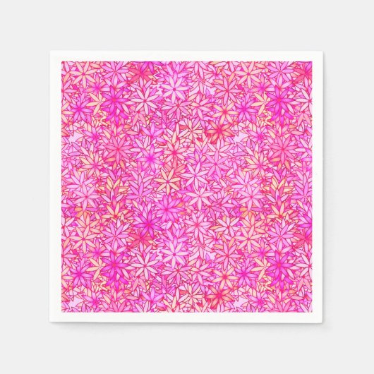 Serviette En Papier rose, pêche, orchidée et fleurs de corail (Devant)