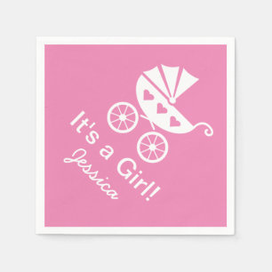 Serviette En Papier Rose personnalisé C'est une fille baby shower ser