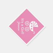 Serviette En Papier Rose personnalisé C'est une fille baby shower serv (Coin)