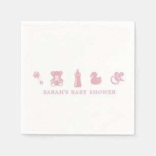 Serviette en papier rose pour Baby Shower