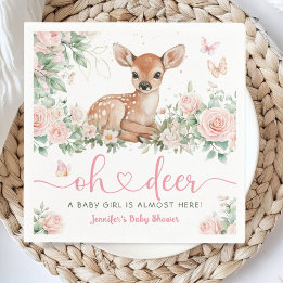 Serviette en papier rose pour Baby Shower Oh Deer