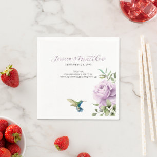 Serviette En Papier Rose pourpre et colibri