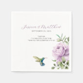 Serviette En Papier Rose pourpre et colibri (Devant)