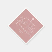 Serviette En Papier Rose Poussiéreuse Élégante Rose Clair Première Com (Coin)