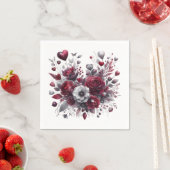 Serviette En Papier Rose Poussiéreux et Bourgogne (En situation)