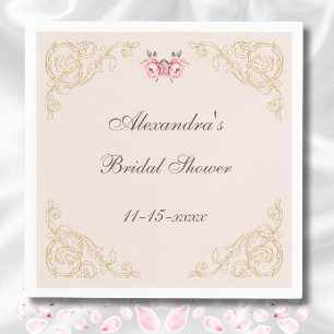 Serviette En Papier Rose Poussiéreux Floral Vintage Pivoine Fête de Ma