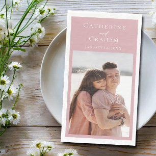 Serviette En Papier Rose Poussiéreux Rose Mariage Photo Personnalisée