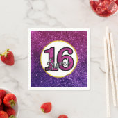Serviette En Papier Rose & Purple Sweet 16 Parties scintillant étincel (En situation)