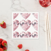 Serviette En Papier Rose Quartz Cœur Rose Cristal d'Amour Fête (En situation)
