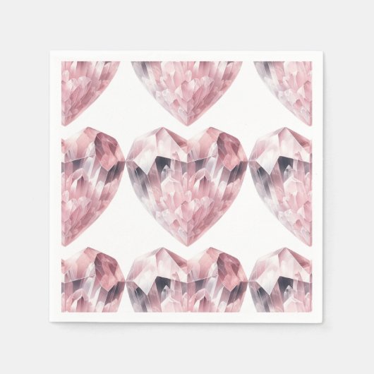 Serviette En Papier Rose Quartz Cœur Rose Cristal d'Amour Fête (Devant)