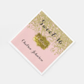 Serviette En Papier Rose Quartz Parties scintillant Gold Sweet 16 (Coin)
