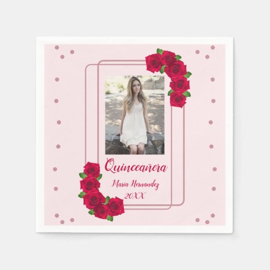 Serviette En Papier Rose Quinceañera (Devant)