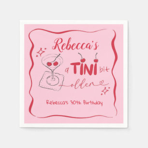 Serviette en papier rose rétro Cherry Tini un peu