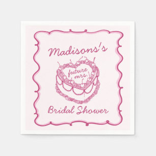 Serviette En Papier Rose Rétro Cœur Coquette Gâteau Cerise Mariage Sho