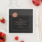 Serviette En Papier Rose romantique Parties scintillant or Monogramme  (En situation)