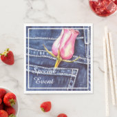 Serviette En Papier Rose rose à Denim Pocket Party (En situation)