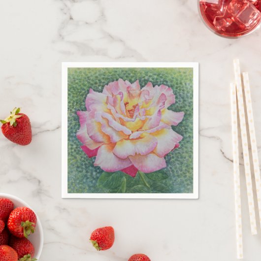 Serviette En Papier Rose rose au printemps (En situation)