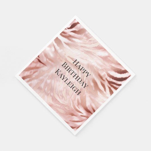 Serviette En Papier Rose rose blanc Zebra Animal (Coin)