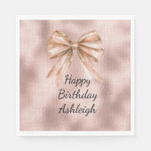 Serviette En Papier Rose rose Blush Gold Bow Anniversaire (Devant)