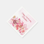Serviette En Papier Rose Rose Coeur Tourbillonnant Saint Valentin 70e (Coin)