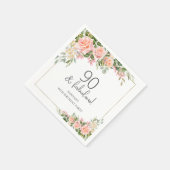 Serviette En Papier Rose rose de Peach Floral 90e anniversaire (Coin)