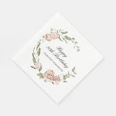 Serviette En Papier Rose rose Dusty Floral 80e anniversaire (Coin)