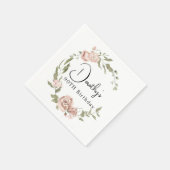 Serviette En Papier Rose rose Dusty Floral 90e anniversaire (Coin)
