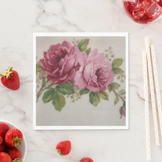 Serviette en papier Rose Rose Élégance  (En situation)
