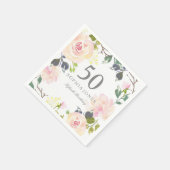 Serviette En Papier Rose rose élégante 50e fête d'anniversaire (Coin)