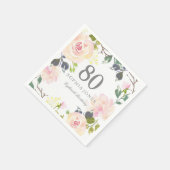 Serviette En Papier Rose rose élégante 80e fête d'anniversaire (Coin)