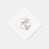 Serviette En Papier Rose rose Elégante 90e fête d'anniversaire blanche (Coin)