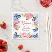 Serviette En Papier Rose rose et bleu Floral Moderne Boho (En situation)