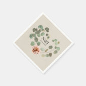 Serviette En Papier Rose rose et Eucalyptus Coeur Rustique Mariage (Coin)