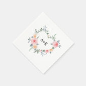 Serviette En Papier Rose rose Floral Mariage en forme de coeur végétal (Coin)