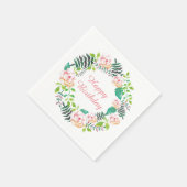 Serviette En Papier Rose rose Floral Wreath Joyeux anniversaire (Coin)