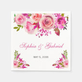 Serviette En Papier Rose rose Fuchsia Mariage botanique (Devant)