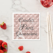 Serviette En Papier Rose Rose Gold Paris Quinceañera (En situation)
