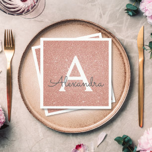 Serviette En Papier Rose Rose Gold Parties scintillant et étincelle Mo